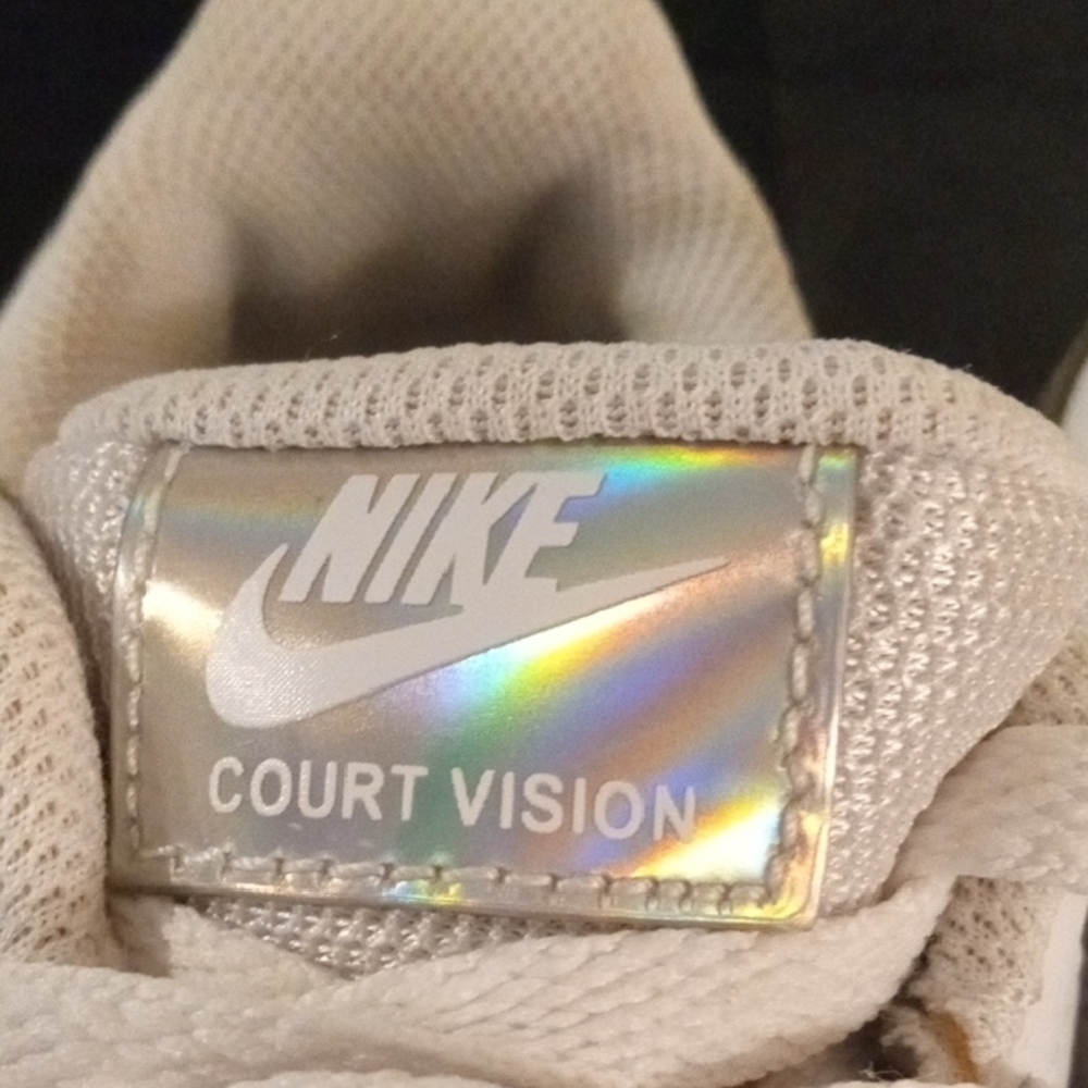 Women's Nike  Silver and White Athletic Court Vision  Shoes Low-Top Design - Picture 3 of 13